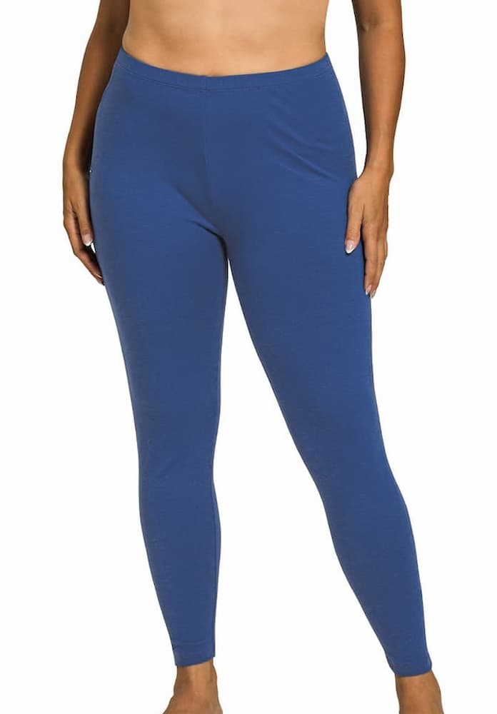 Zenana Plus Size Premium Cotton Full Length Leggings Light Navy