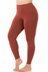Zenana Plus Size Premium Cotton Full Length Leggings Dark Rust Side
