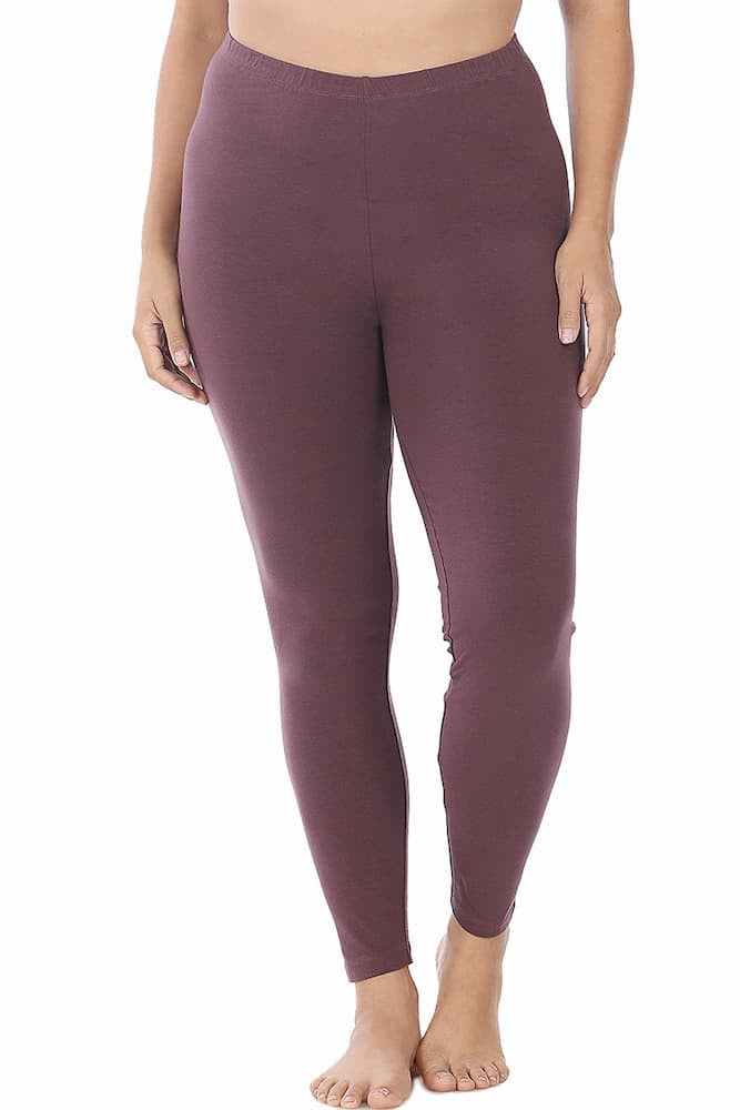 Zenana Plus Size Premium Cotton Full Length Leggings Eggplant