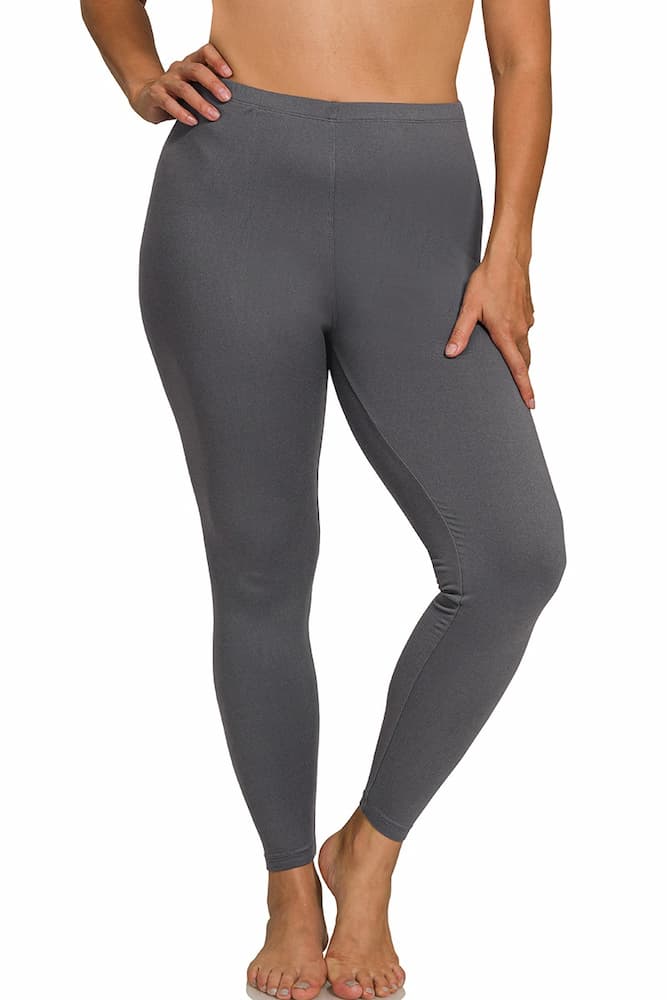 Zenana Plus Size Premium Microfiber Full Length Leggings Ash Grey
