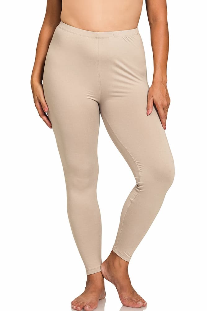 Zenana Plus Size Premium Microfiber Full-Length Leggings Ash Mocha
