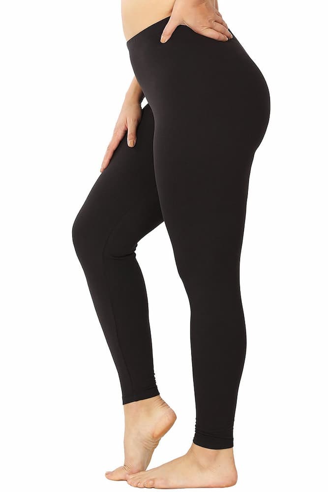 Zenana Plus Size Premium Microfiber Full Length Leggings Black