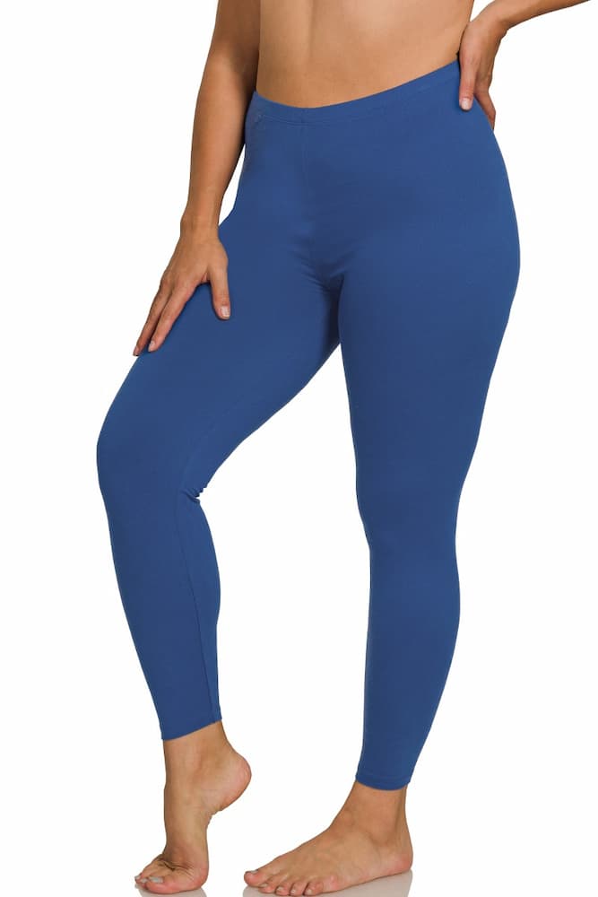 Zenana Plus Size Premium Microfiber Full Length Leggings Light Navy