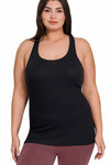 Zenana Plus Size Ribbed Racerback Tank Top Black