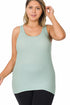 Zenana Plus Size Ribbed Racerback Tank Top Light Green