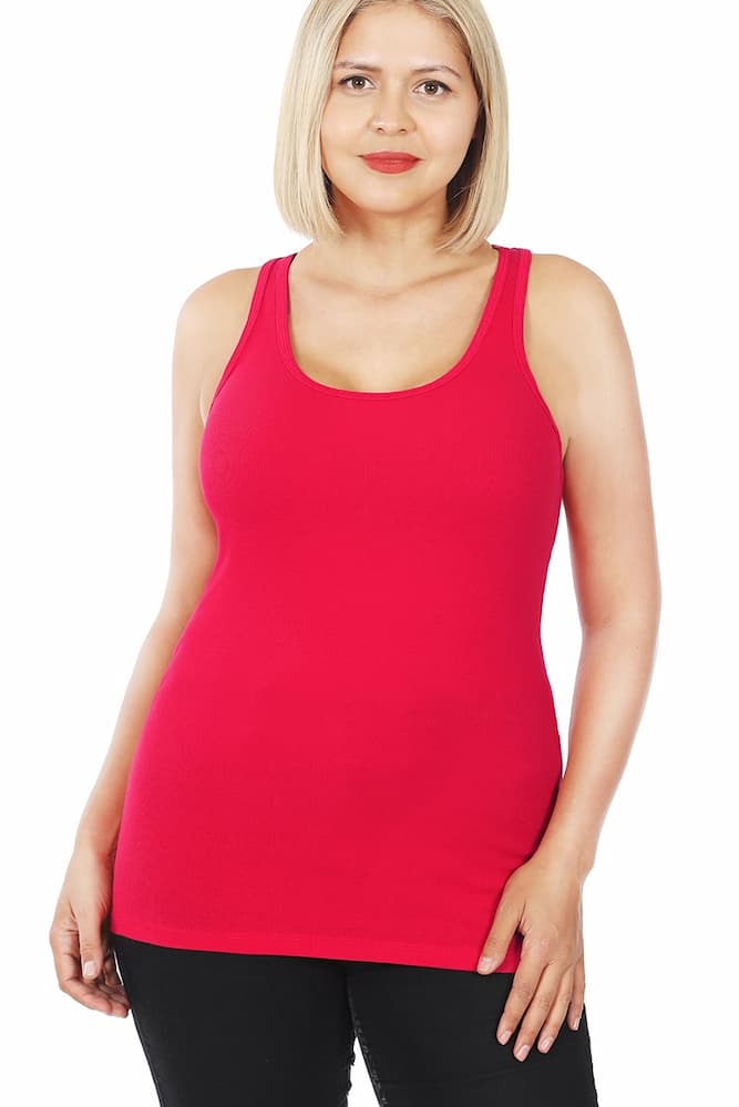 Zenana Plus Size Ribbed Racerback Tank Top Ruby