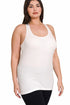 Zenana Plus Size Ribbed Racerback Tank Top White Side
