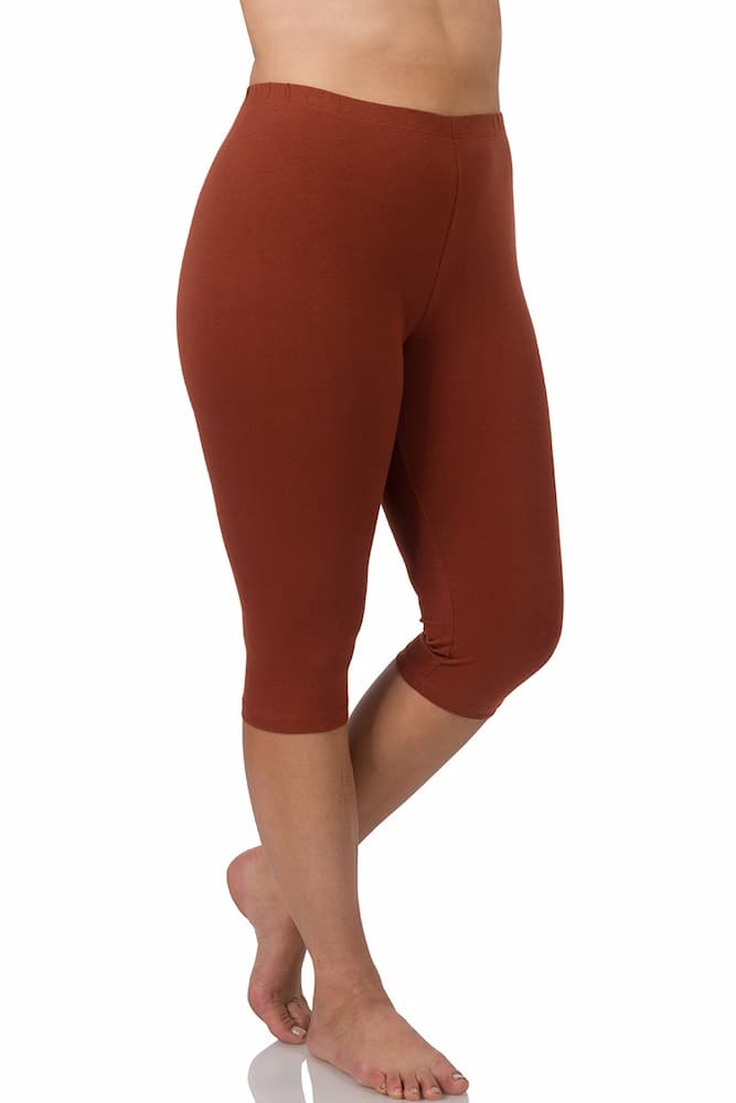 Zenana Premium Cotton Capri Leggings Dark Rust Plus Size