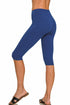 Zenana Premium Cotton Capri Leggings Light Navy Back View