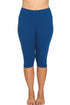 Zenana Premium Cotton Capri Leggings Light Navy Plus Size