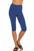 Zenana Premium Cotton Capri Leggings Light Navy Side View