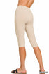 Zenana Premium Cotton Capri Leggings Sand Beige Back View