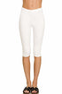 Zenana Premium Cotton Capri Leggings White Front View