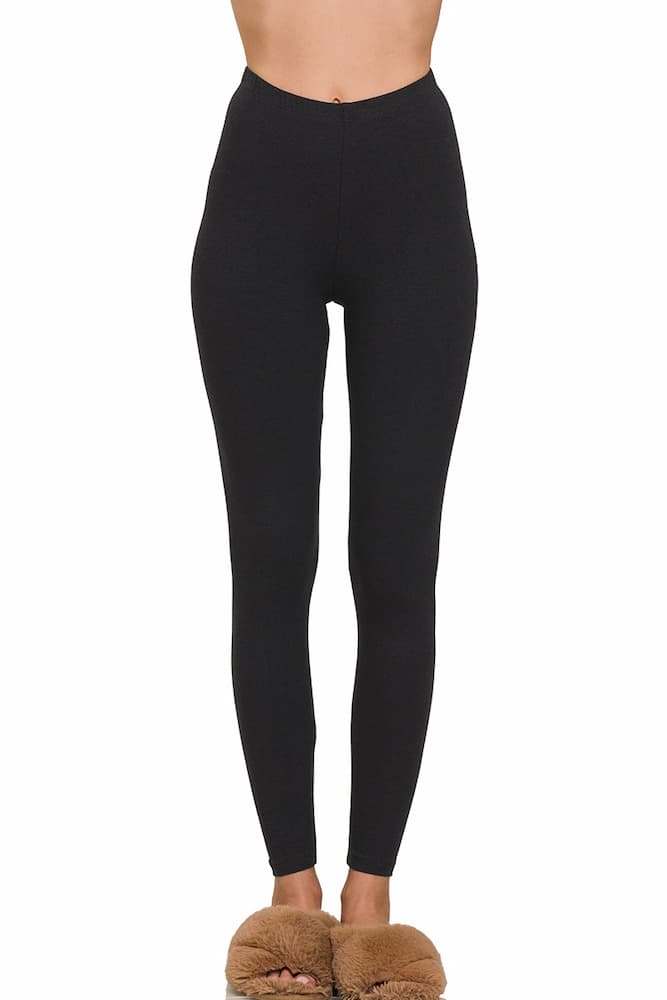 Zenana Premium Cotton Full Length Leggings Black