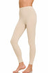 Zenana Premium Cotton Full Length Leggings Sand Beige Side