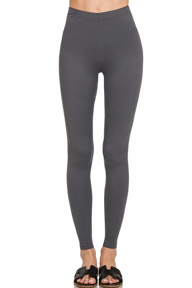 Zenana Premium Microfiber Full Length Leggings Ash Grey