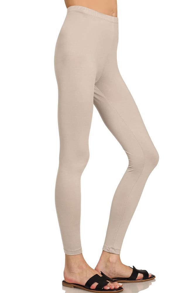 Zenana Premium Microfiber Full Length Leggings Ash Mocha