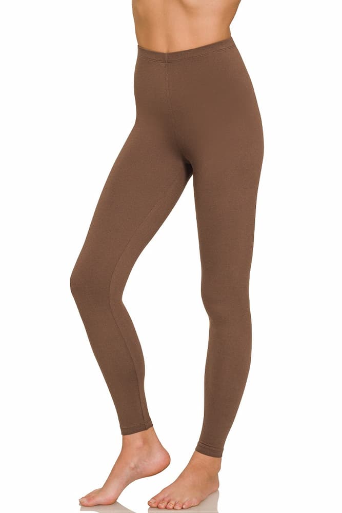 Zenana Premium Microfiber Full Length Leggings Brown