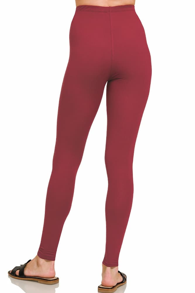 Zenana Premium Microfiber Full Length Leggings Cabernet Back