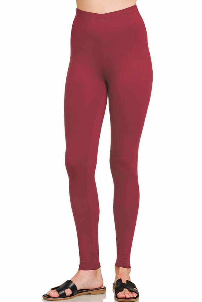 Zenana Premium Microfiber Full Length Leggings Cabernet