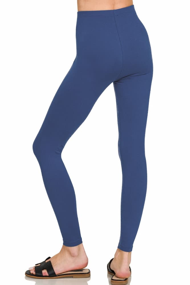 Zenana Premium Microfiber Full Length Leggings Light Navy Back
