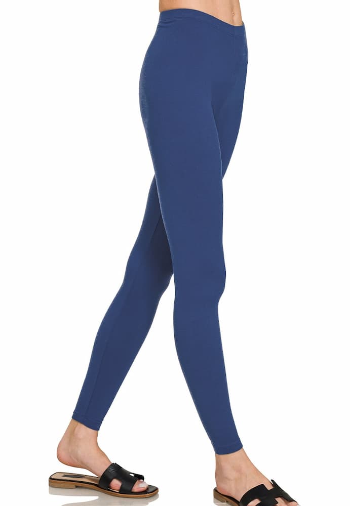 Zenana Premium Microfiber Full Length Leggings Light Navy Side
