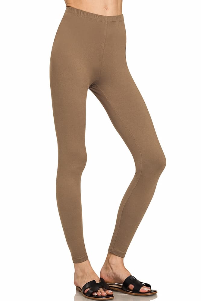 Zenana Premium Microfiber Full Length Leggings Mocha