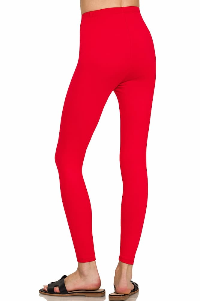 Zenana Premium Microfiber Full Length Leggings Ruby Back