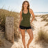 Zenana Racerback Tank Top Army Green Model