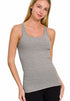Zenana Ribbed Racerback Tank Top Dark Heather Grey Front