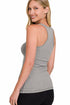 Zenana Ribbed Racerback Tank Top Dark Heather Grey Side