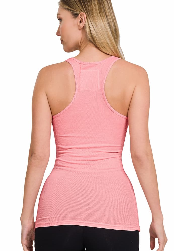 Zenana Ribbed Racerback Tank Top Dark Pink Back