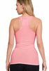 Zenana Ribbed Racerback Tank Top Dark Pink Back