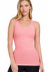 Zenana Ribbed Racerback Tank Top Dark Pink