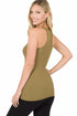 Zenana Ribbed Racerback Tank Top Dusty Olive Back