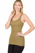 Zenana Ribbed Racerback Tank Top Dusty Olive Side
