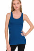 Zenana Ribbed Racerback Tank Top Light Navy