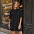 Zenana Round neck t-shirts dress Black Side View