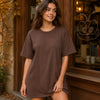 Zenana Round neck t-shirts dress brown