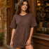 Zenana Round neck t-shirts dress brown