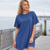 Zenana Round neck t-shirts dress light navy