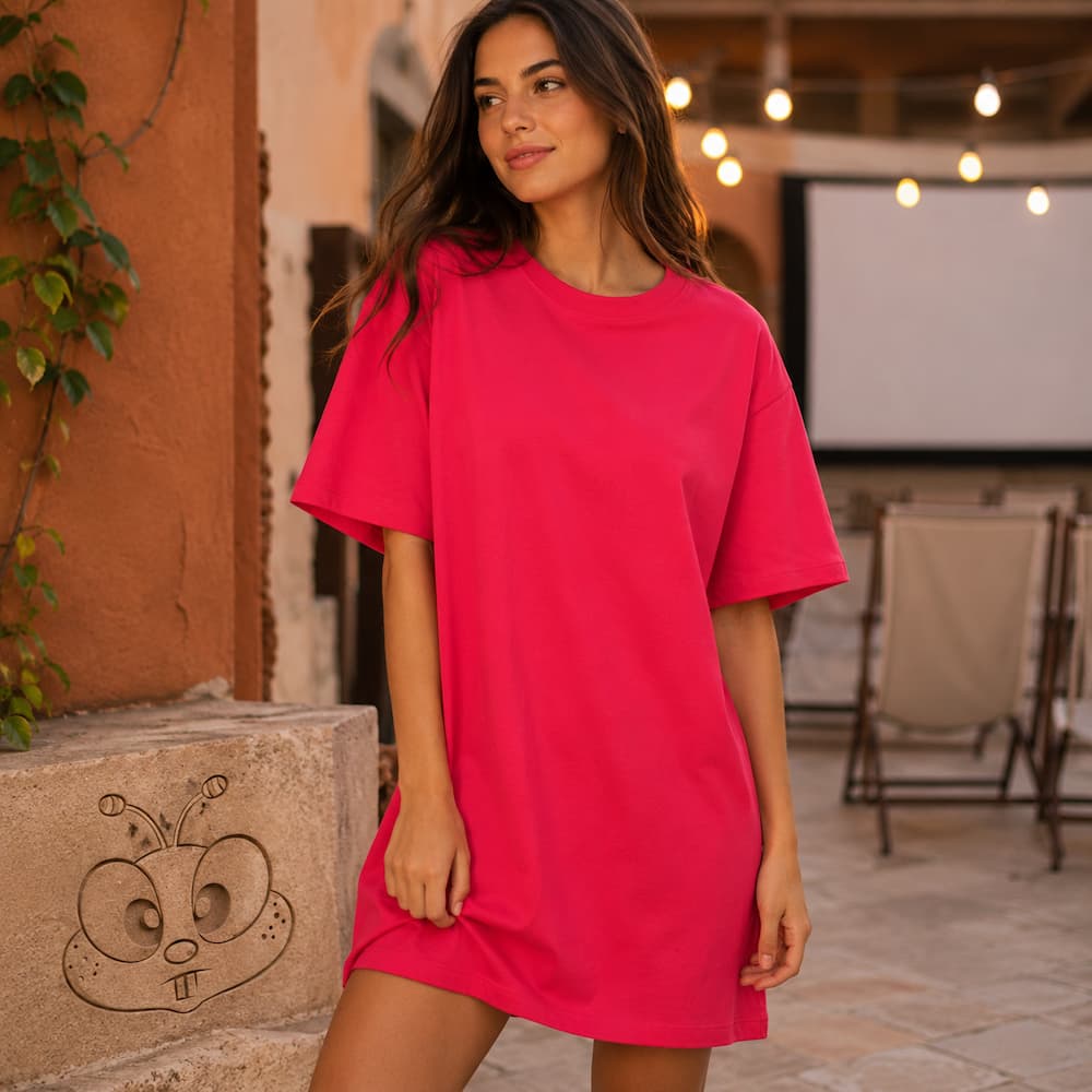 Zenana Round neck t-shirts dress ruby