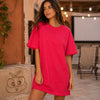 Zenana Round neck t-shirts dress ruby
