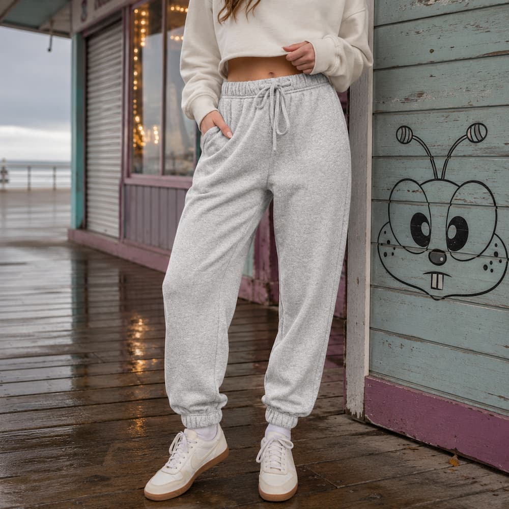 Zenana Sweatpants with Pockets Grey Front View