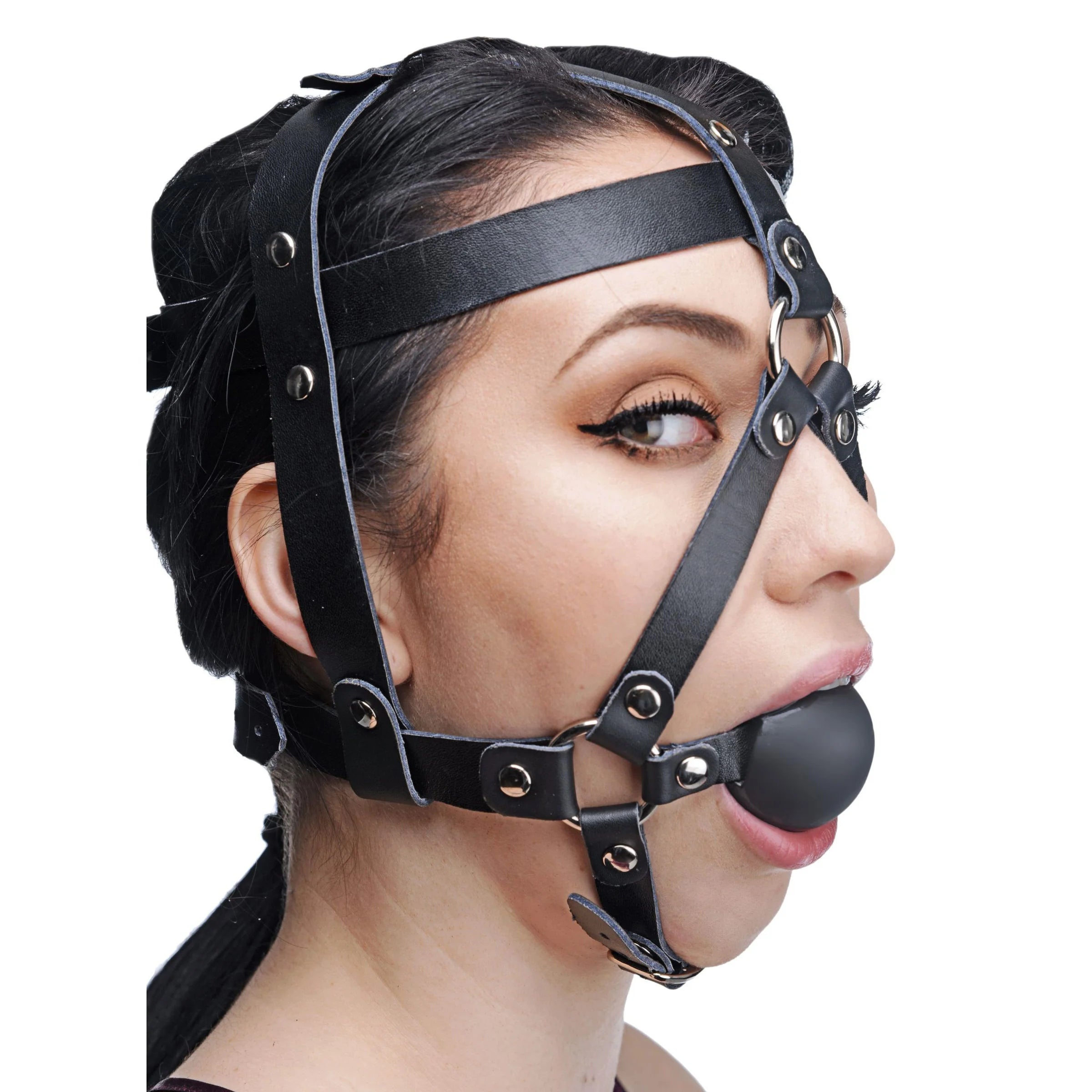 Master Series Leather Head Harness • Ball Gag Restraint