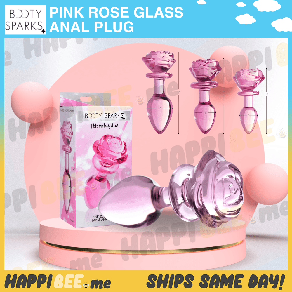 Booty Sparks Pink Rose • Glass Butt Plug