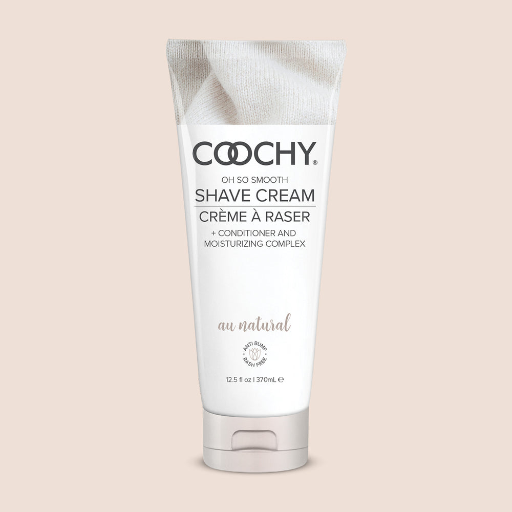 Coochy Shave Cream Au Natural 12.5 fl oz bottle, moisturizing bikini and body shaving cream