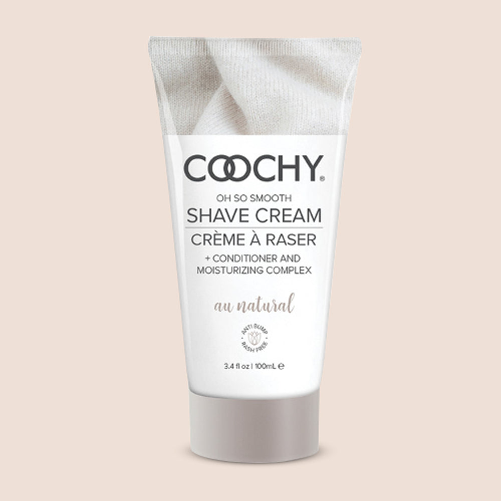 Coochy Shave Cream Au Natural 3.4 fl oz bottle, moisturizing bikini and body shaving cream