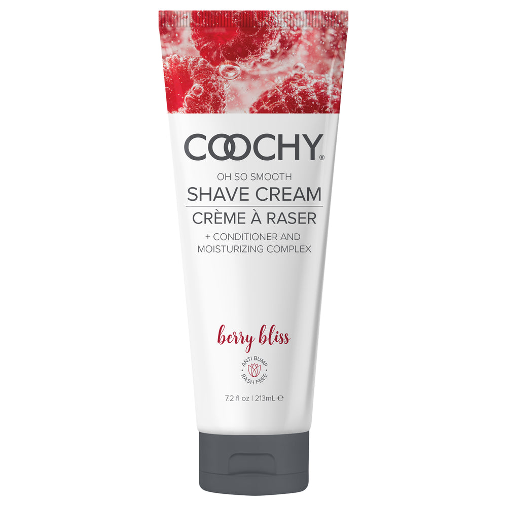 Coochy Shave Cream Berry Bliss 7.2 fl oz tube, moisturizing bikini and body shaving cream