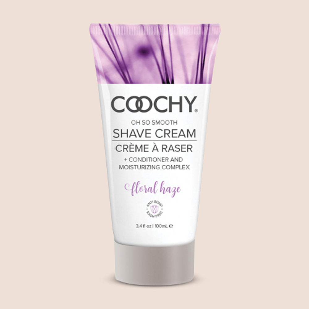 Coochy Shave Cream Floral Haze 3.4 fl oz bottle, moisturizing bikini and body shaving cream